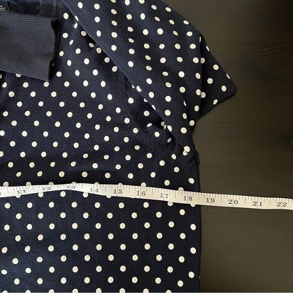 Tommy Hilfiger Cardigan Womens Sz M Navy Blue Polka Dot Button Front Pima Cotton - Picture 10 of 12